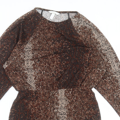 H&M Womens Black Geometric Viscose A-Line Size M Crew Neck Pullover