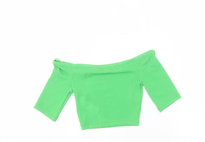 Womens UK Size S Zara Green Cropped T-Shirt