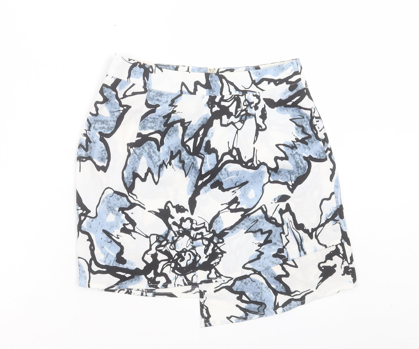 Love & Other things Womens Blue Geometric Polyester A-Line Skirt Size S Zip