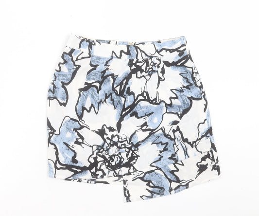 Love & Other things Womens Blue Geometric Polyester A-Line Skirt Size S Zip
