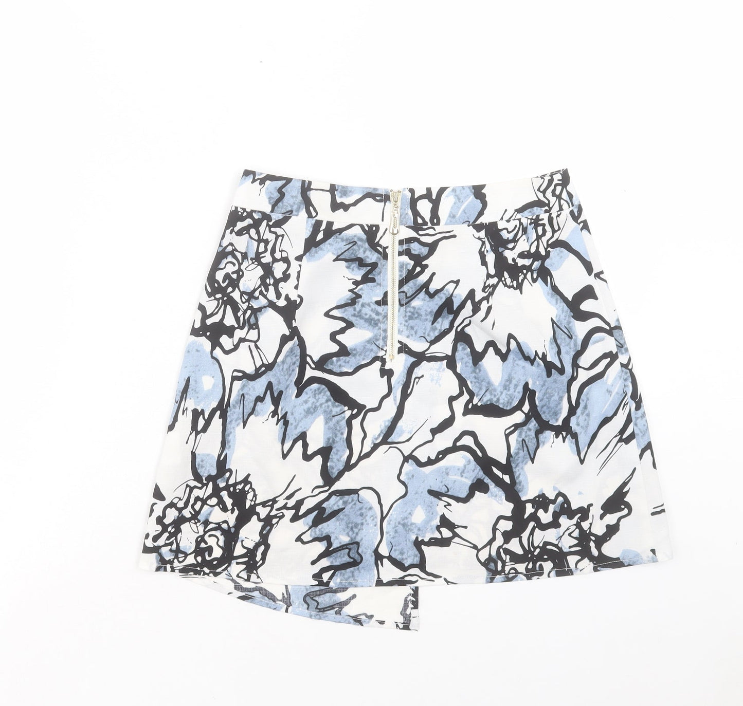 Love & Other things Womens Blue Geometric Polyester A-Line Skirt Size S Zip