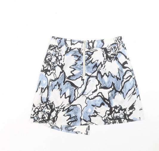 Love & Other things Womens Blue Geometric Polyester A-Line Skirt Size S Zip