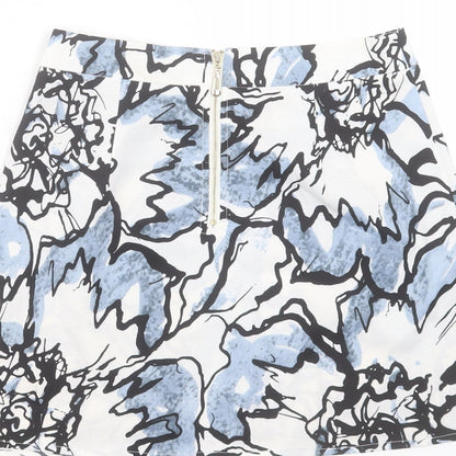 Love & Other things Womens Blue Geometric Polyester A-Line Skirt Size S Zip
