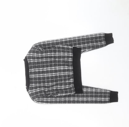 Primark Womens Black Crew Neck Plaid Acrylic Pullover Jumper Size XS - Size 6-8