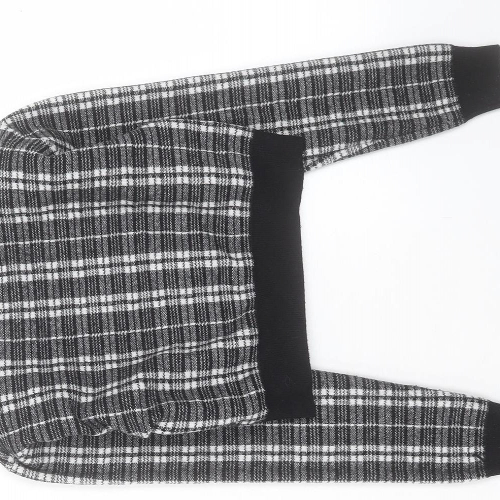 Primark Womens Black Crew Neck Plaid Acrylic Pullover Jumper Size XS - Size 6-8