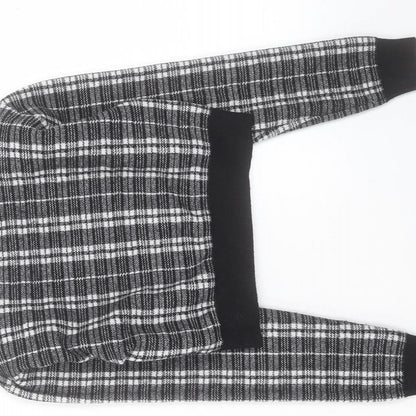 Primark Womens Black Crew Neck Plaid Acrylic Pullover Jumper Size XS - Size 6-8