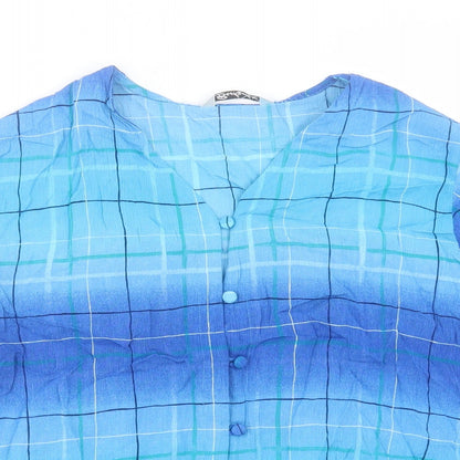 Berkertex Womens Blue Viscose Basic Button-Up Size 14 V-Neck