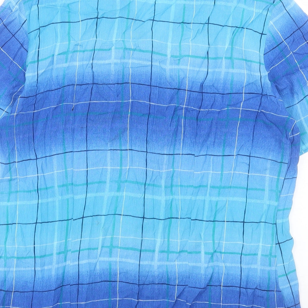 Berkertex Womens Blue Viscose Basic Button-Up Size 14 V-Neck