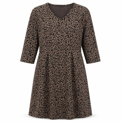 Collection London Womens Brown Animal Print Polyester A-Line Size 14 V-Neck Pullover