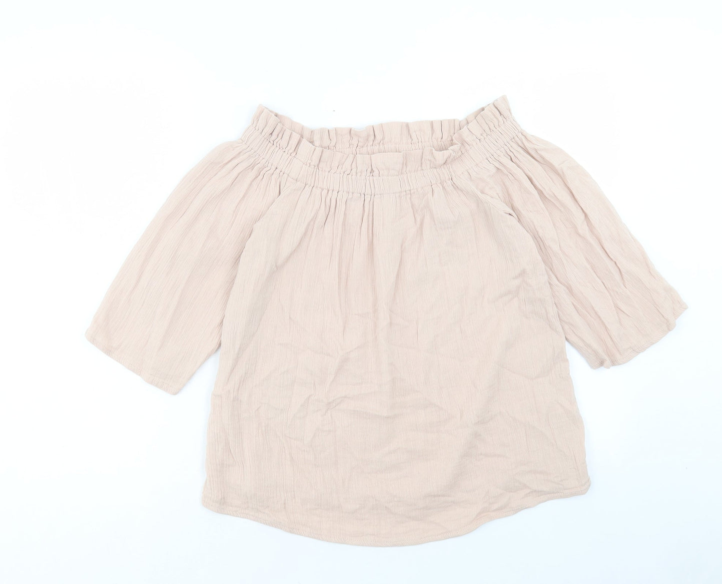 Primark Womens Pink Cotton Basic T-Shirt Size 10 Boat Neck