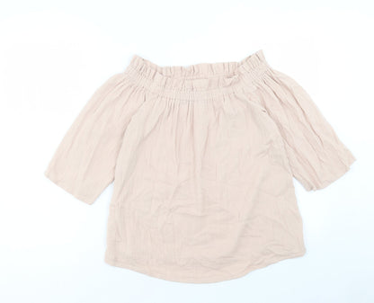 Primark Womens Pink Cotton Basic T-Shirt Size 10 Boat Neck