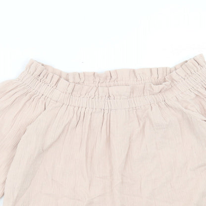 Primark Womens Pink Cotton Basic T-Shirt Size 10 Boat Neck