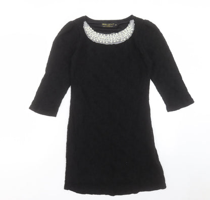 Pussycat London Womens Black Polyester Shift Size M Boat Neck Pullover