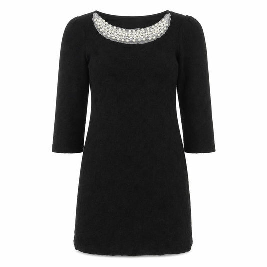 Pussycat London Womens Black Polyester Shift Size M Boat Neck Pullover