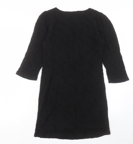 Pussycat London Womens Black Polyester Shift Size M Boat Neck Pullover