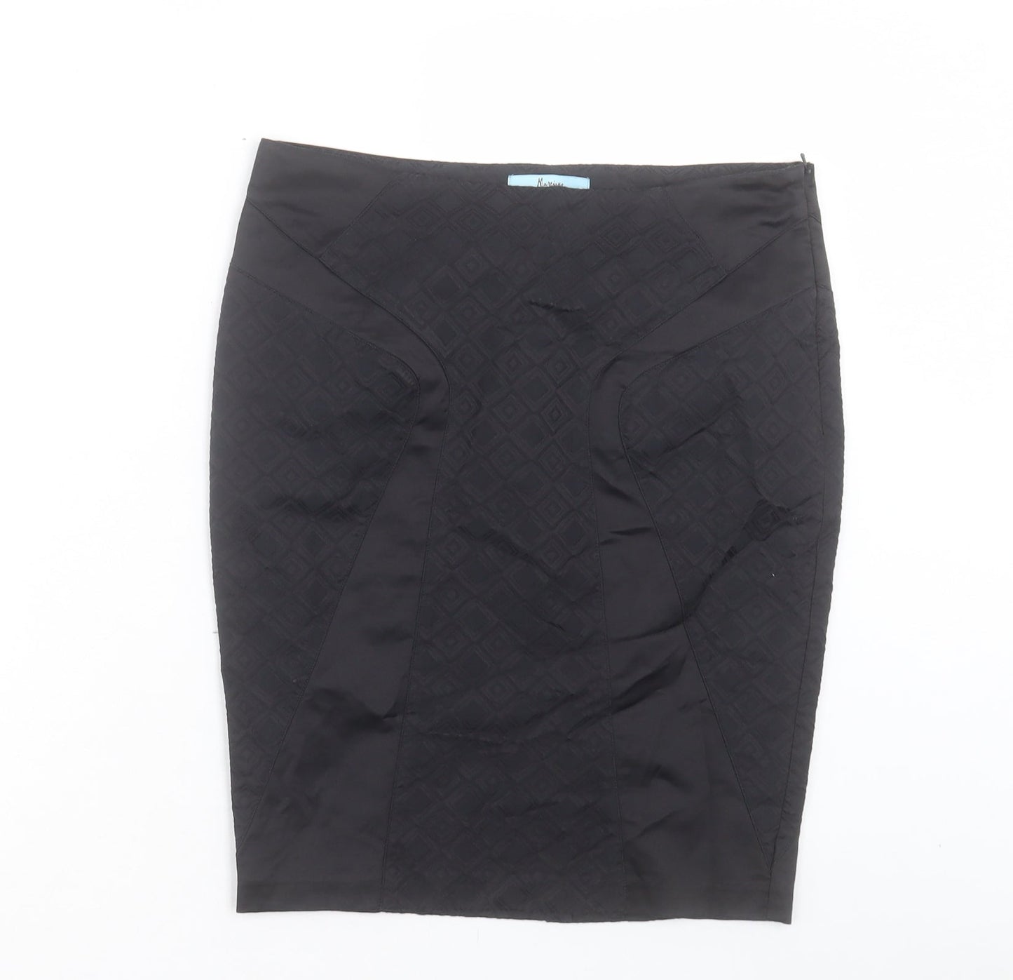 marcano Womens Black Cotton Straight & Pencil Skirt Size S Zip