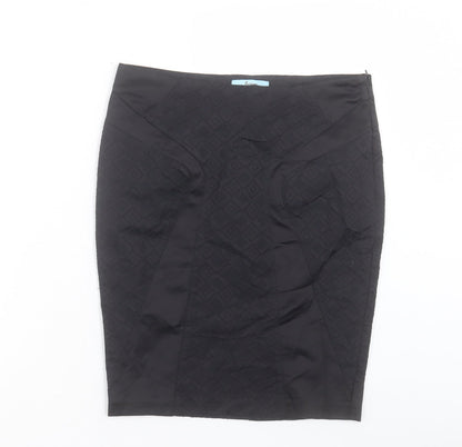 marcano Womens Black Cotton Straight & Pencil Skirt Size S Zip