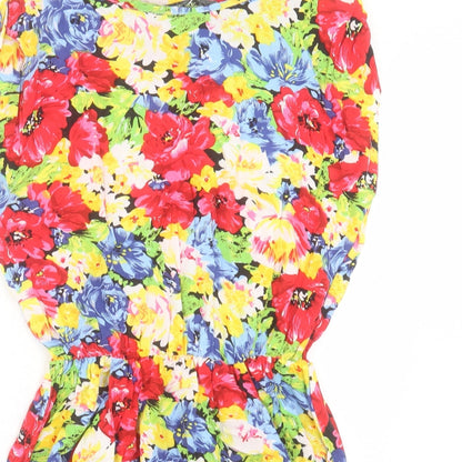 Miss Harvey Womens Multicoloured Floral Viscose A-Line Size 10 Crew Neck Pullover