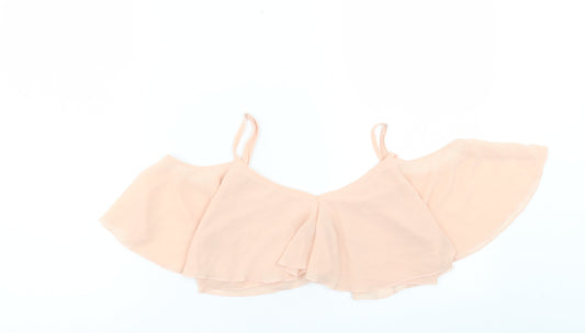 Boohoo Womens Pink Polyester Cropped Tank Size 8 V-Neck - Cold Shoulder