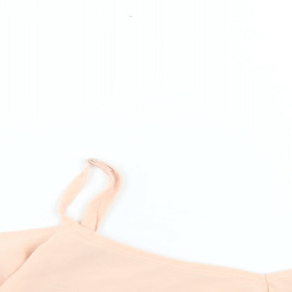 Boohoo Womens Pink Polyester Cropped Tank Size 8 V-Neck - Cold Shoulder