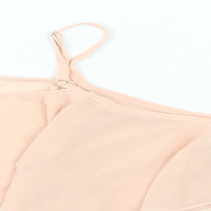 Boohoo Womens Pink Polyester Cropped Tank Size 8 V-Neck - Cold Shoulder