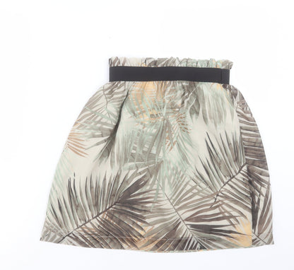 H&M Womens Green Geometric Polyester A-Line Skirt Size 6