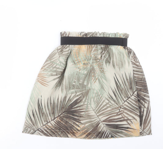 H&M Womens Green Geometric Polyester A-Line Skirt Size 6