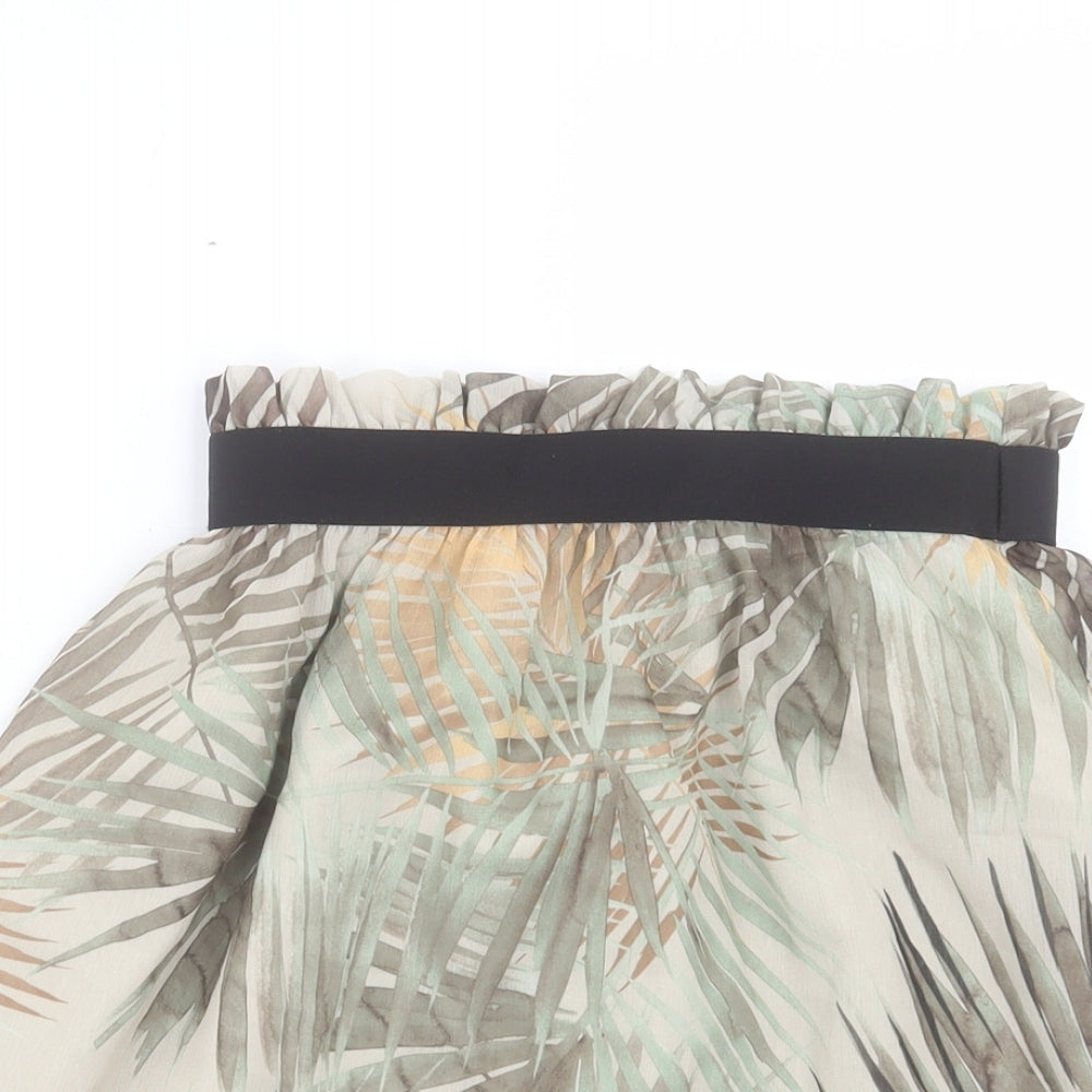 H&M Womens Green Geometric Polyester A-Line Skirt Size 6