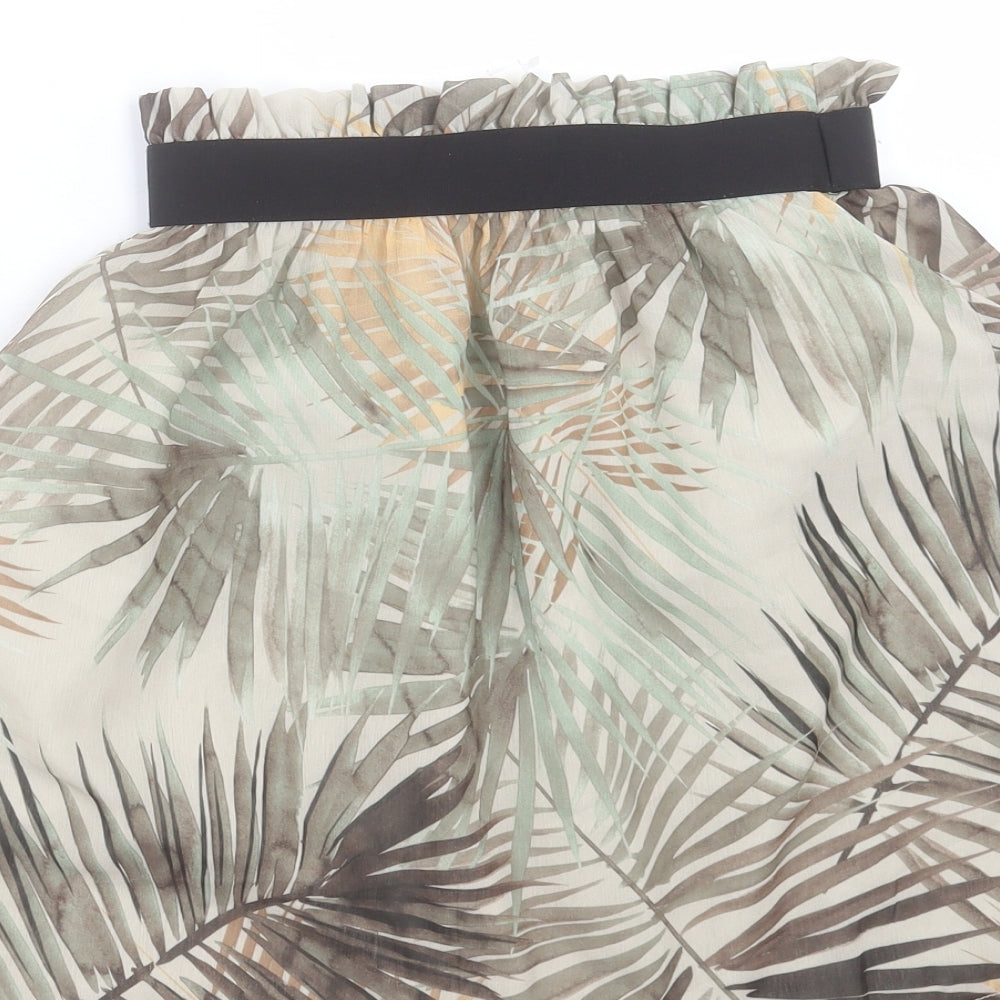 H&M Womens Green Geometric Polyester A-Line Skirt Size 6