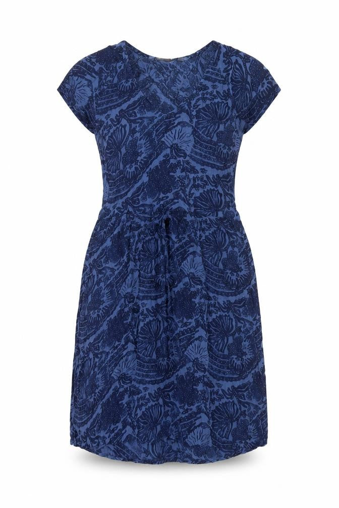 H&M Womens Blue Geometric Viscose A-Line Size 8 V-Neck Pullover