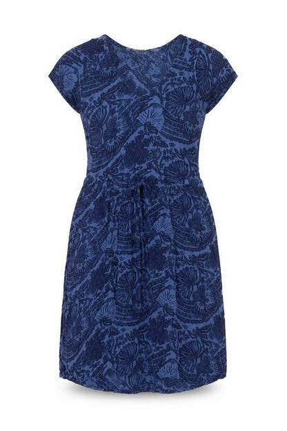 H&M Womens Blue Geometric Viscose A-Line Size 8 V-Neck Pullover