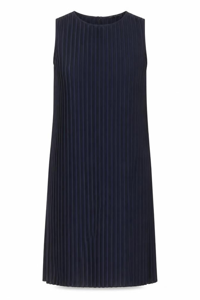 Marks and Spencer Womens Blue Polyester A-Line Size 12 Crew Neck Button