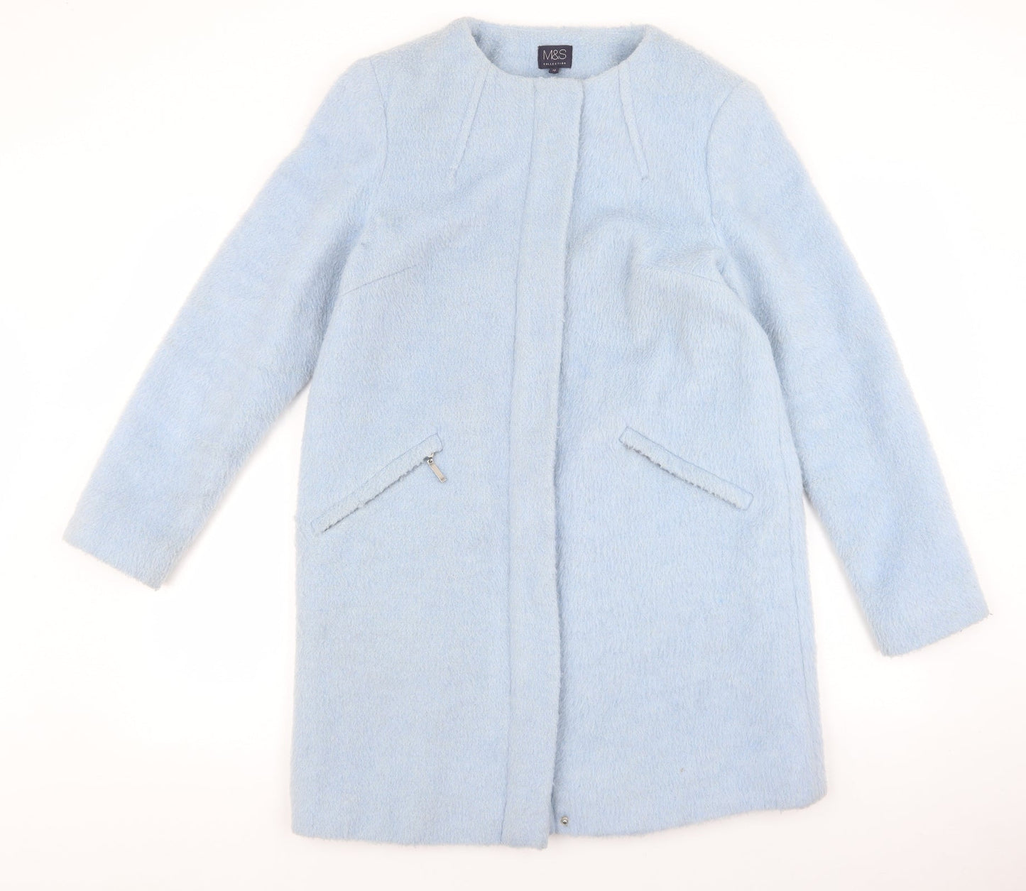 Womens UK Size 12 Marks and Spencer Blue Overcoat