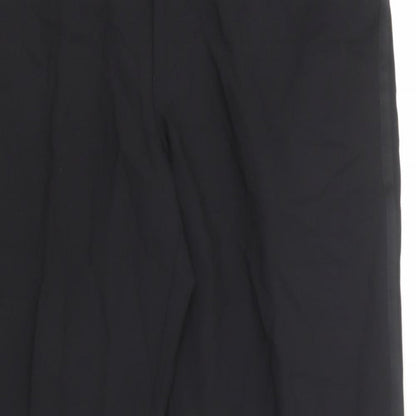 karl jackson Mens Black Polyester Trousers Size 34 in L28 in Regular Tie - Short leg