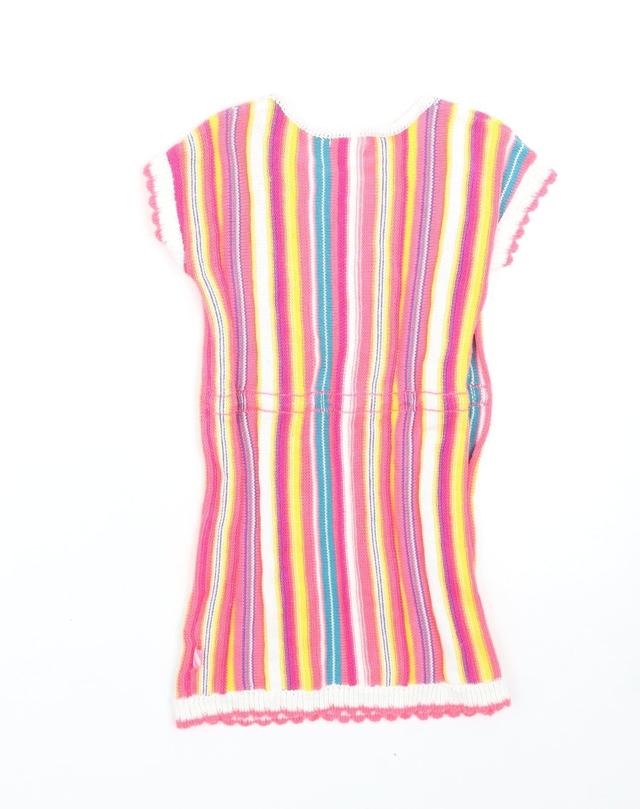 Billieblush Girls Multicoloured Striped Cotton Jumper Dress Size 3 Years Round Neck Drawstring
