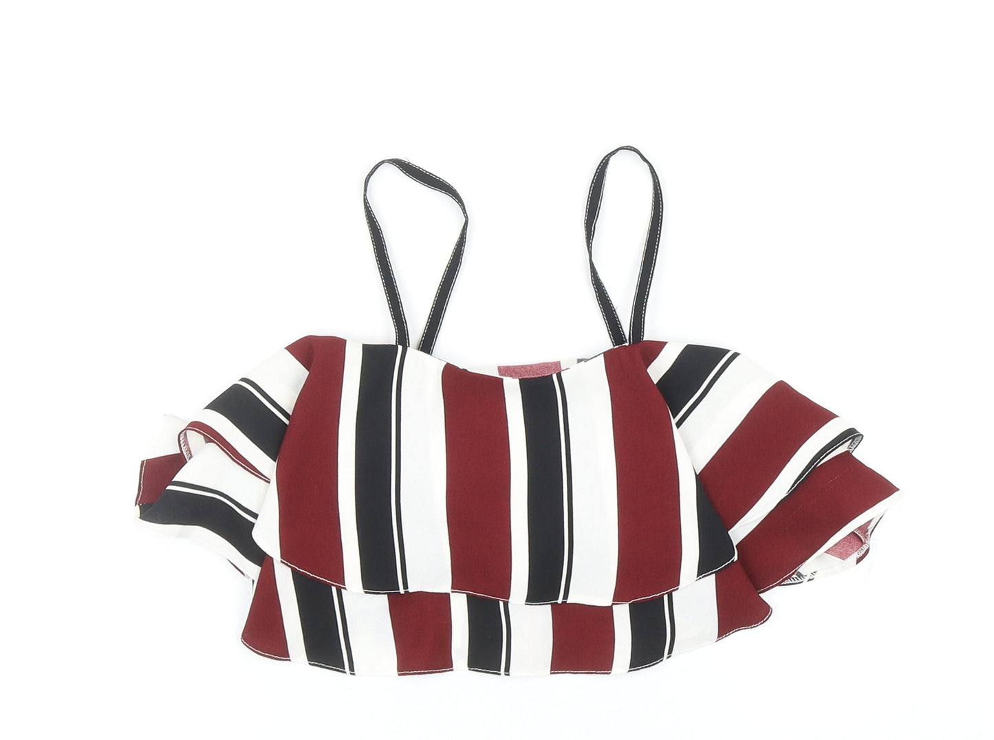 River Island Girls Multicoloured Striped Polyester Camisole Dress Shirt Size 9 Years Scoop Neck Pullover - Cropped