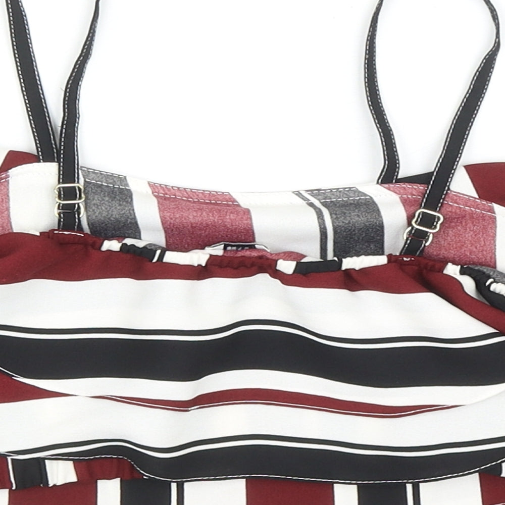 River Island Girls Multicoloured Striped Polyester Camisole Dress Shirt Size 9 Years Scoop Neck Pullover - Cropped