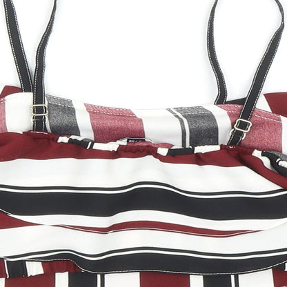 River Island Girls Multicoloured Striped Polyester Camisole Dress Shirt Size 9 Years Scoop Neck Pullover - Cropped