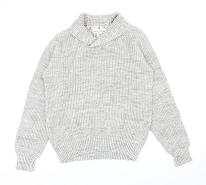 H&M Mens Grey Collared Cotton Pullover Jumper Size S