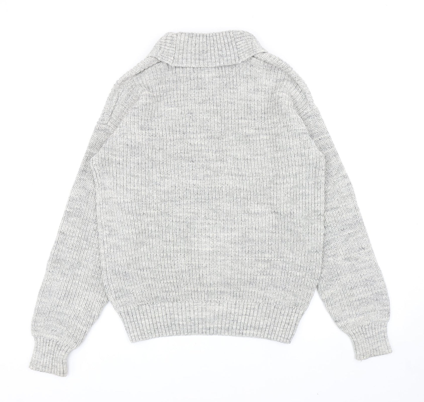 H&M Mens Grey Collared Cotton Pullover Jumper Size S