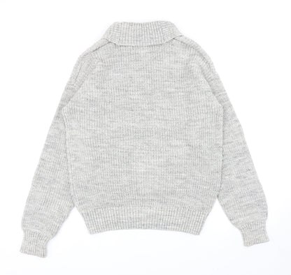 H&M Mens Grey Collared Cotton Pullover Jumper Size S