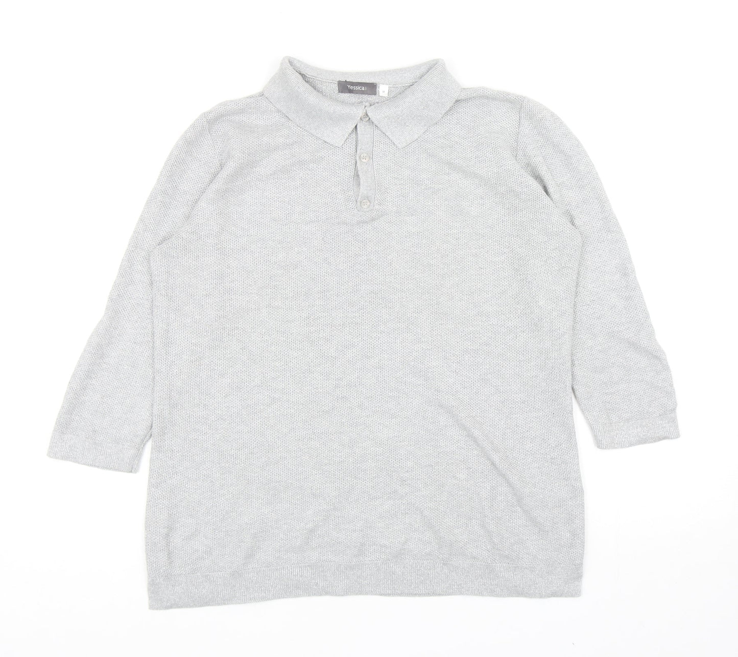 Womens UK Size M Yessica Grey Basic Polo