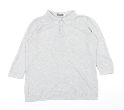 Womens UK Size M Yessica Grey Basic Polo