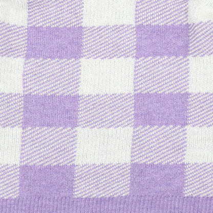 Primark Womens Purple Round Neck Check Acrylic Pullover Jumper Size XS