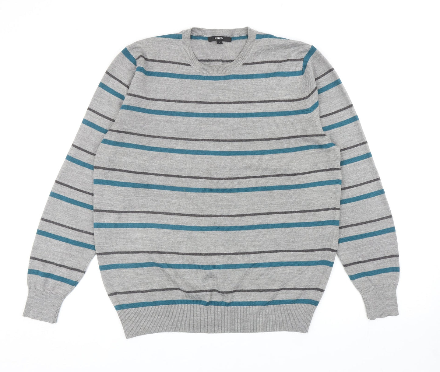 George Mens Multicoloured Round Neck Striped Acrylic Pullover Jumper Size M