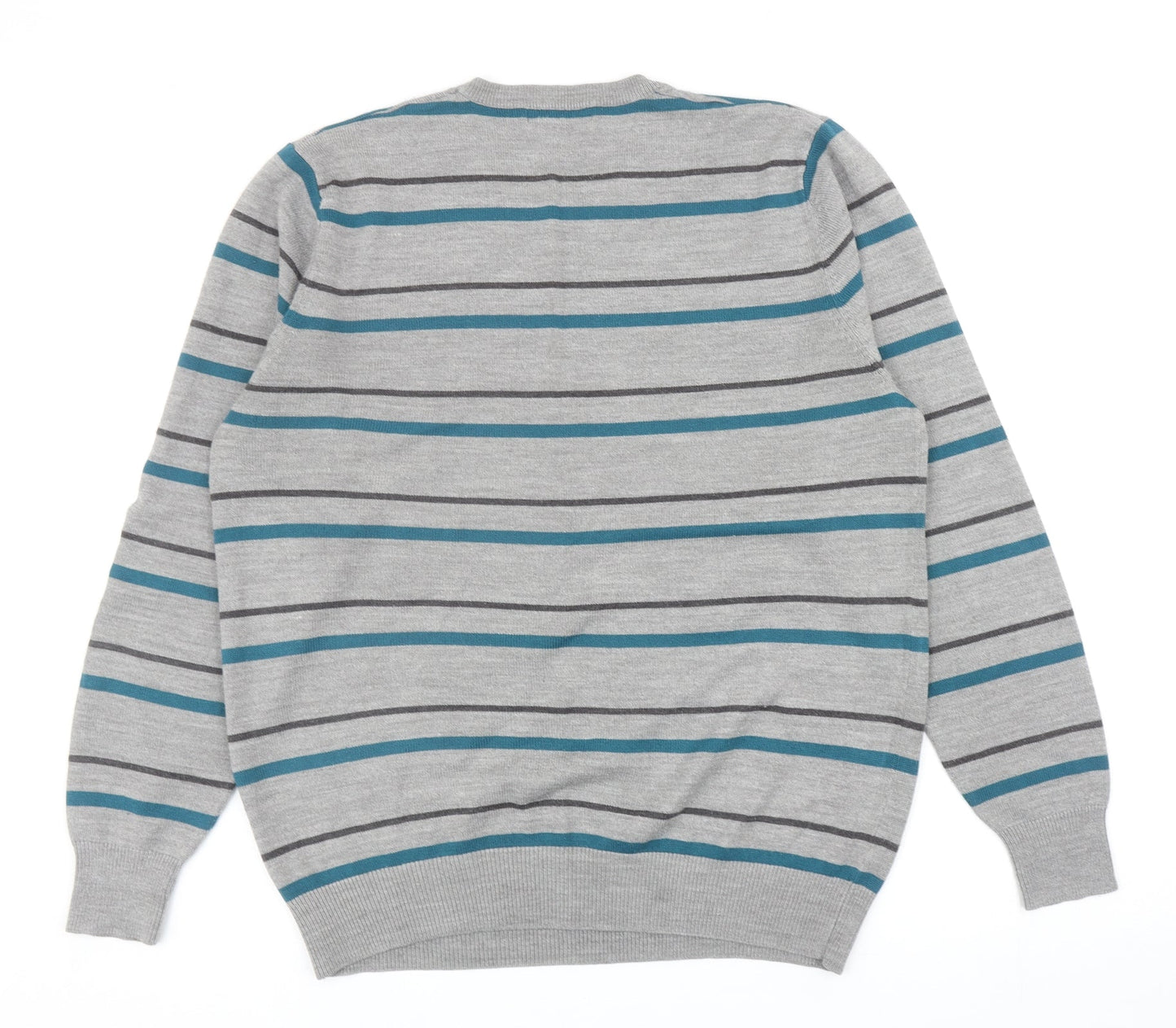 George Mens Multicoloured Round Neck Striped Acrylic Pullover Jumper Size M