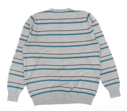 George Mens Multicoloured Round Neck Striped Acrylic Pullover Jumper Size M