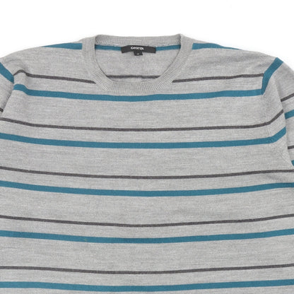 George Mens Multicoloured Round Neck Striped Acrylic Pullover Jumper Size M