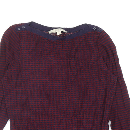 LOFT Womens Red Polyester Basic T-Shirt Size XS Boat Neck