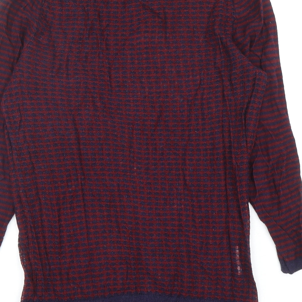 LOFT Womens Red Polyester Basic T-Shirt Size XS Boat Neck